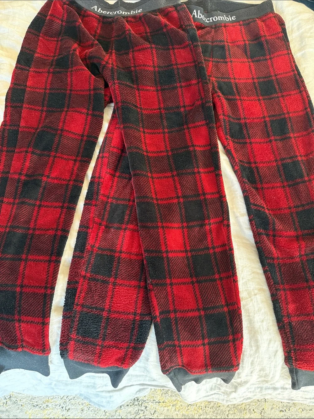 Abercrombie Red & Black Plaid Fleece Pajama Pants
